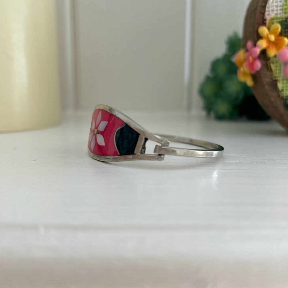 Vintage Alpaca Mexico Mother of Pearl Bracelet - Picture 7 of 9